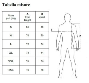 Tabella Taglie t-shirt da lavoro bicolore Alicante